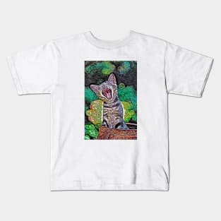 Abstract Tired Yawning Cat Kids T-Shirt